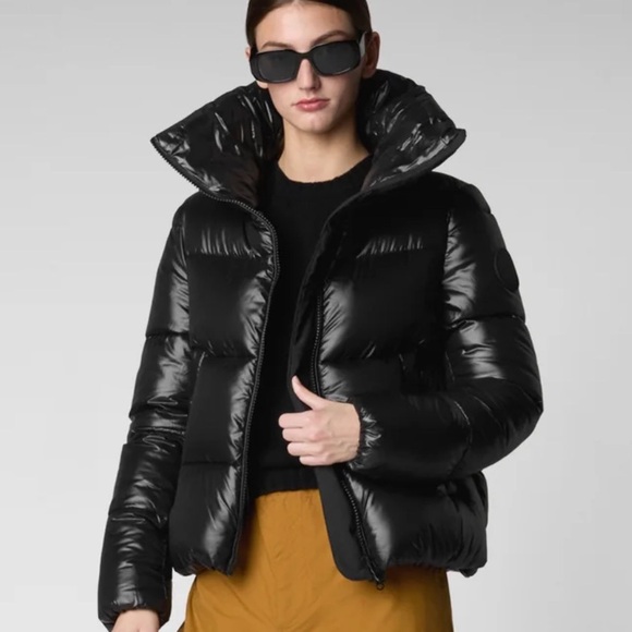 SAVE THE DUCK Women’s Animal Free Puffer Jacket Isla Black 2(m) - Picture 1 of 9